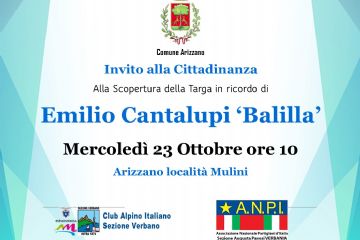 Invito all'inaugurazione con stemma comunale e loghi CAI e ANPI