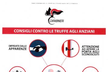 locandina dei carabinieri con suggerimento contro le truffe