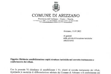 Richiesta sensibilizzazione ospiti strutture turistiche nel corretto trattamento e conferimento dei rifiuti