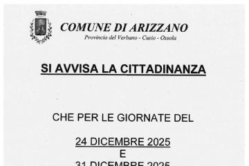 Modifica orari uffici nelle giornate del 24 e 31 dicembre 2025